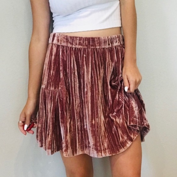 NWT Madewell pink pleated velvet skirt - Picture 5 of 8